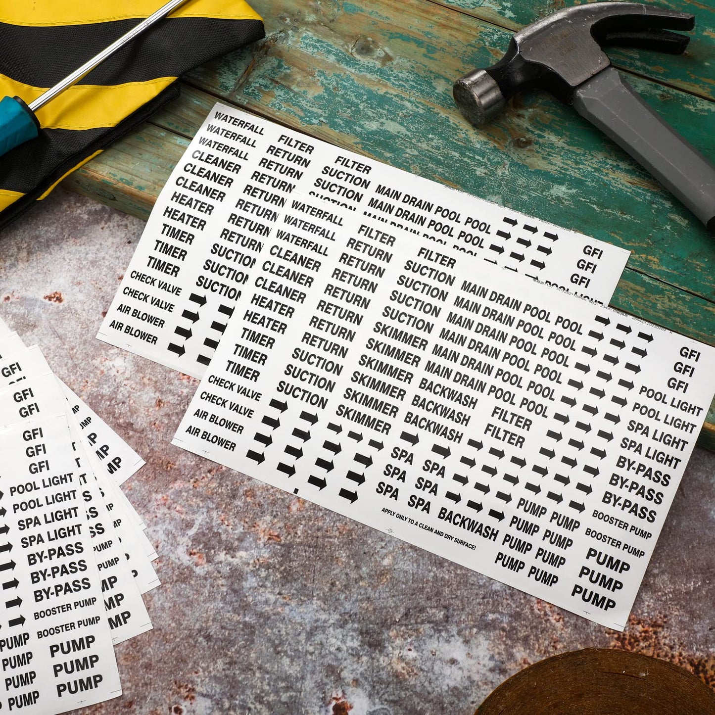 Jutom 2500 Pcs Pool Equipment Identification Labels Waterproof Sticker for Swimming Pool, Plumbing, and Piping, Easily Mark Different Equipment of Your System, 125 Adhesive Labels Each Sheet(White)