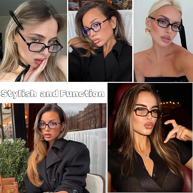 Retro Rectangle Blue Light Blocking Glasses for Women 90s Fake Eyeglasses Y2K Fashion Computer Glasses Tortoise Frame