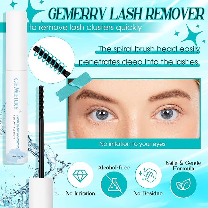 GEMERRY Fluffy Lash Extension Kit Thick Lash Clusters Kit Eyelash Clusters 280Pcs D Curl Eyelash Extension Kit With Lash Bond and Seal, Lash Remover, Lash Tweezers, DIY Lash Extension(80P-10-18mm)