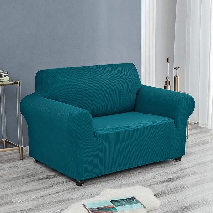 Joccun Stretch Chair Couch Cover,1-Piece Sofa Slipcover Spandex Jacquard Fabric Sofa Covers with Elastic Bottom,Washable Furniture Protector for Dogs,Cats,Kids(Armchair,Peacock Blue)