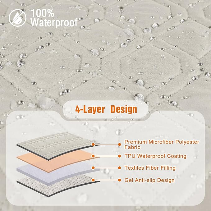 VANSOFY 100% Waterproof Recliner Chair Covers, Recliner Cover Non-Slip Dog Chair Cover Furniture Protector Washable Slipcover with Pocket, Elastic Straps for Pets, Dogs(Beige, 30")
