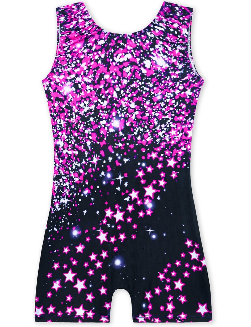 Nokecina Gymnastics Leotards for Girls Size 1t 2t One Piece Stretchy Black Rose Stars Unitard with Shorts