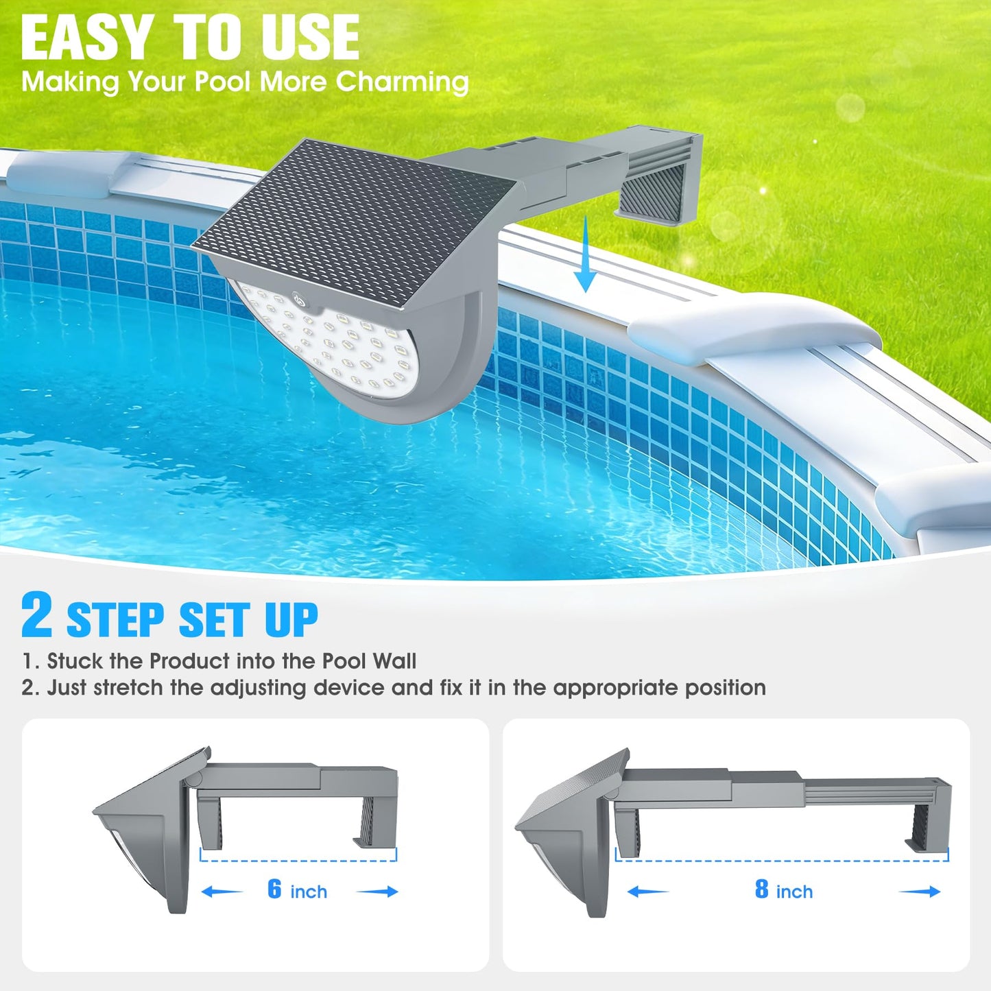 Niceput Solar Pool Lights,2026 Upgraded Solar Powered Above Ground Pool Lights,Frame Pool Light Waterproof,Swimming Pool Solar Light,Color Changing Pool Lighting for Above Ground Pool Accessories-1PC