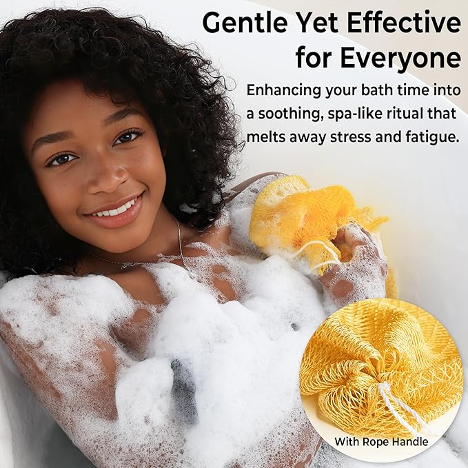 Real African Net Sponge - 2 Pieces Authentic African Wash Cloths for Showering - Exfoliating Body Sponges for Bathing Yellow & Forest - Back Scrub Exfoliator Scrubber for Body Bath Accessories