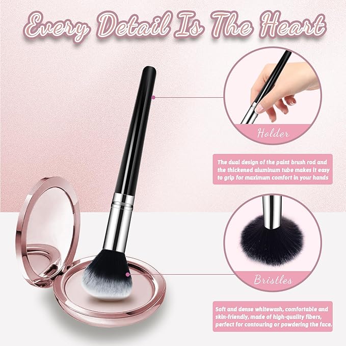 Makeup Brush Set, Premium Synthetic 14 Pcs Makeup Brushes, Travel Makeup Brush Set for Foundation, Concealer, Blush and Eyeshadow Brush(Black)