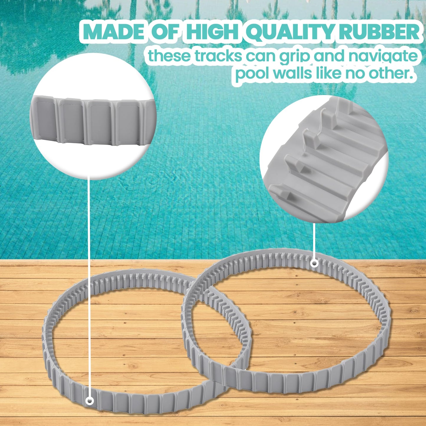 Calvana (2 Pack) Replacement Gray Tracks for Maytronics Dolphin Robotic Pool Cleaners with Part Number 9983152-R2 Dolphin Parts