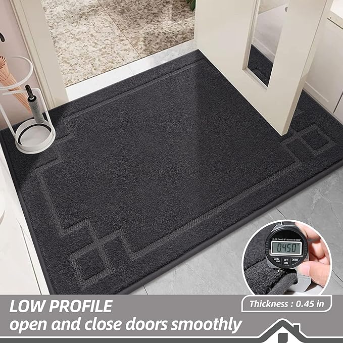 BEQHAUSE Door Mat 24" x 60", Non-Slip Door Mats Indoor Entryway Rugs Washable Low-Profile Absorbent and Stain Resist Floor Mats, Dog Door Mat for Front Back Door, Mud Wet Shoes & Paws, Dark Grey