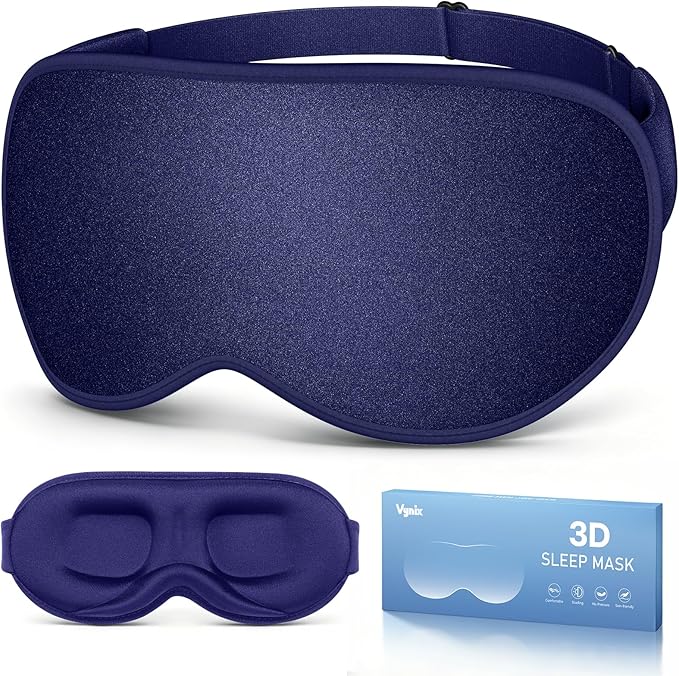 Sleep Mask for Men Women - 100% Blackout Eye Masks for Sleep - 3D Soft Sleeping Mask for Side Sleepers - Zero Pressure Lash Extensions Eye Cover Shade for Airplane Travel Essentials, Blue