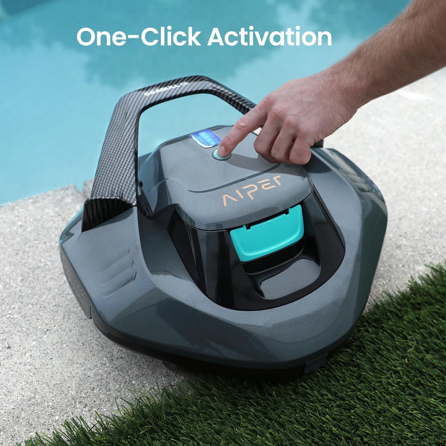 AIPER Cordless Robotic Pool Vacuum, Self-Parking Technology, Portable, Ideal for Above-Ground Flat Pool up to 40 Feet, Grey