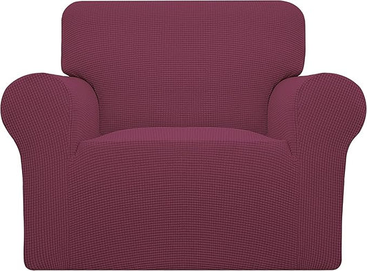 Easy-Going Stretch Oversized Chair Sofa Slipcover 1-Piece Couch Sofa Cover Furniture Protector Soft with Elastic Bottom for Kids Spandex Jacquard Fabric Small Checks ASH Rose