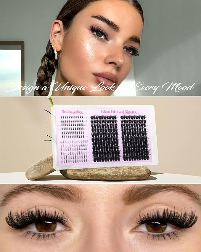 Lash Clusters with Bottom Lashes Fluffy Eyelash Clusters Fairy Individual Lashes 100D Wispy Cluster Eyelash Extensions D Curl Cluster Lashes Spiky Lash Extensions by Boahankuke