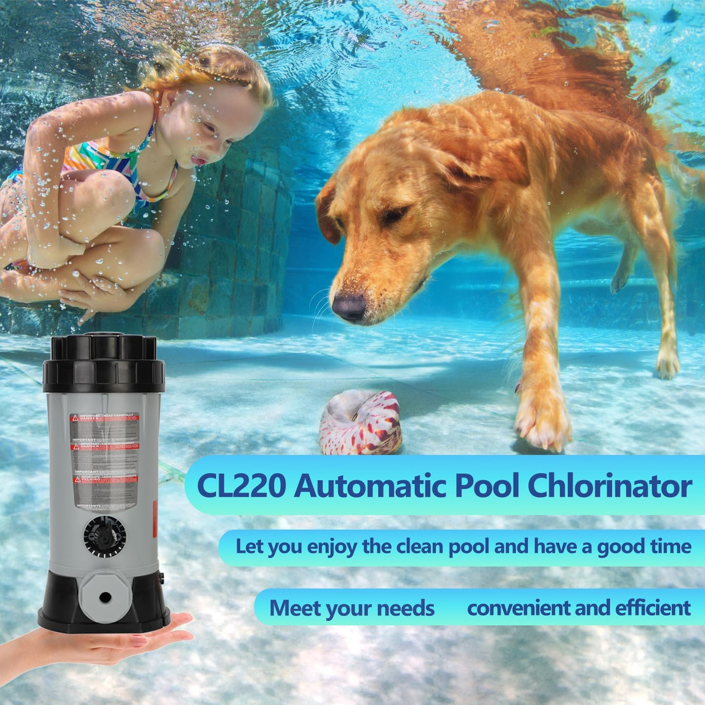 Professional CL220 Off-line Automatic Chlorinator for Swimming Pool Ponds Garden,Replacement for Hayward CL220 Automatic Chlorinator Feeder,9 lbs Capacity,ABS Material,Easy Installation