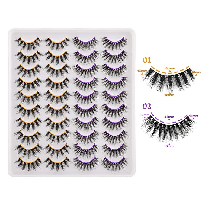 Lanflower Natural Lashes Pack Faux Mink Lashes Handmade Wholesale Strip Lashes 20 Pairs 2 Styles