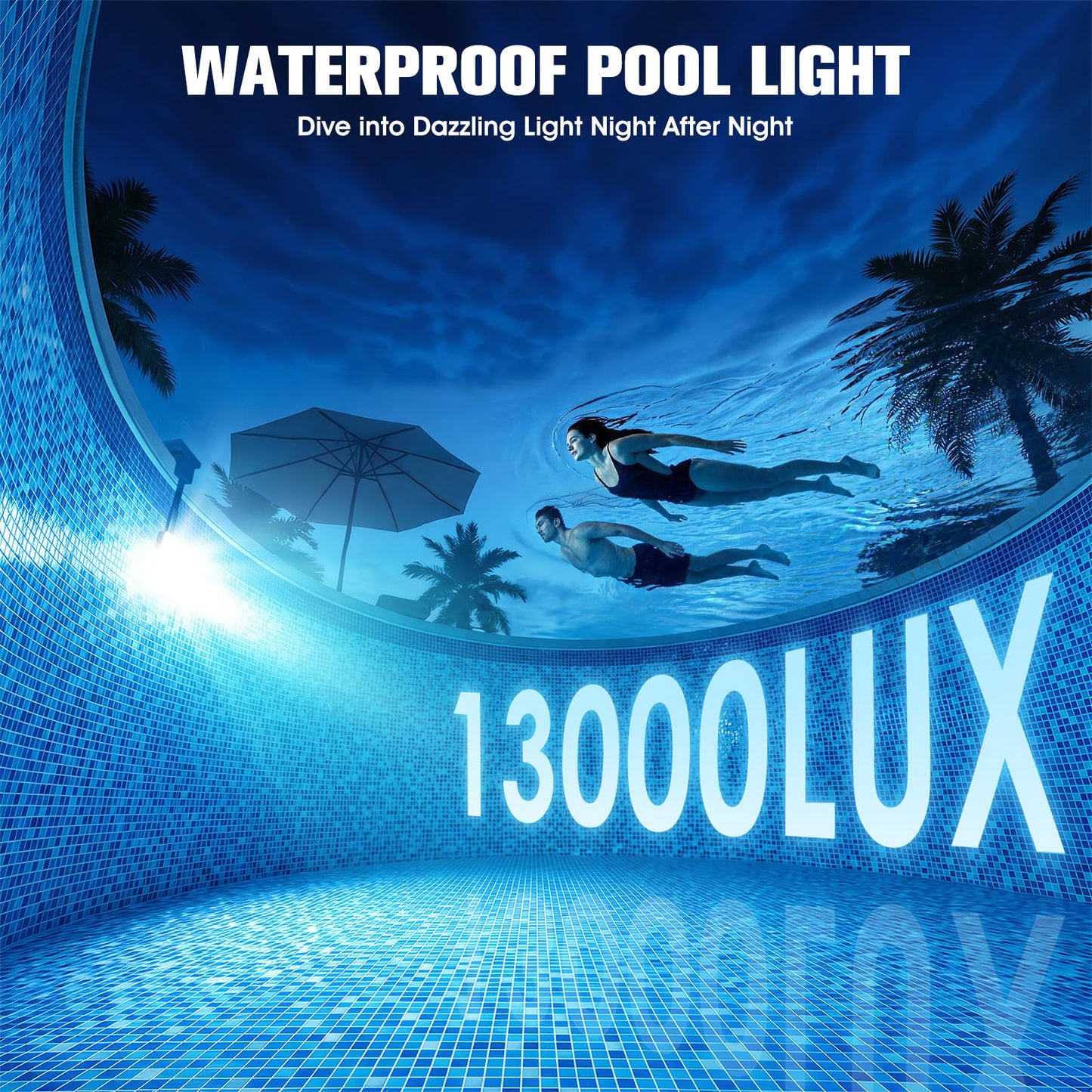 LightHacker Solar Pool Lights for Inground Pools,Upgraded Solar Lights with LCD Pool Thermometer, Underwater Submersible Led Light for Pool Accessories, Swimming Pool Lighting with 10 Light Modes, 1PC