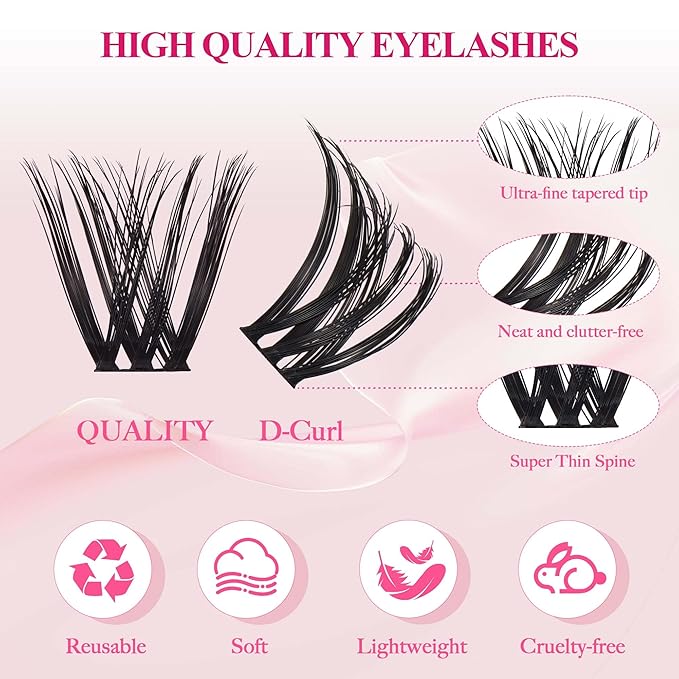Lash Clusters Wispy & Fluffy Lashes D Curl Eyelash Clusters WideSpan Lash Extension With Bottom Eyelashes EyeLash Extensions