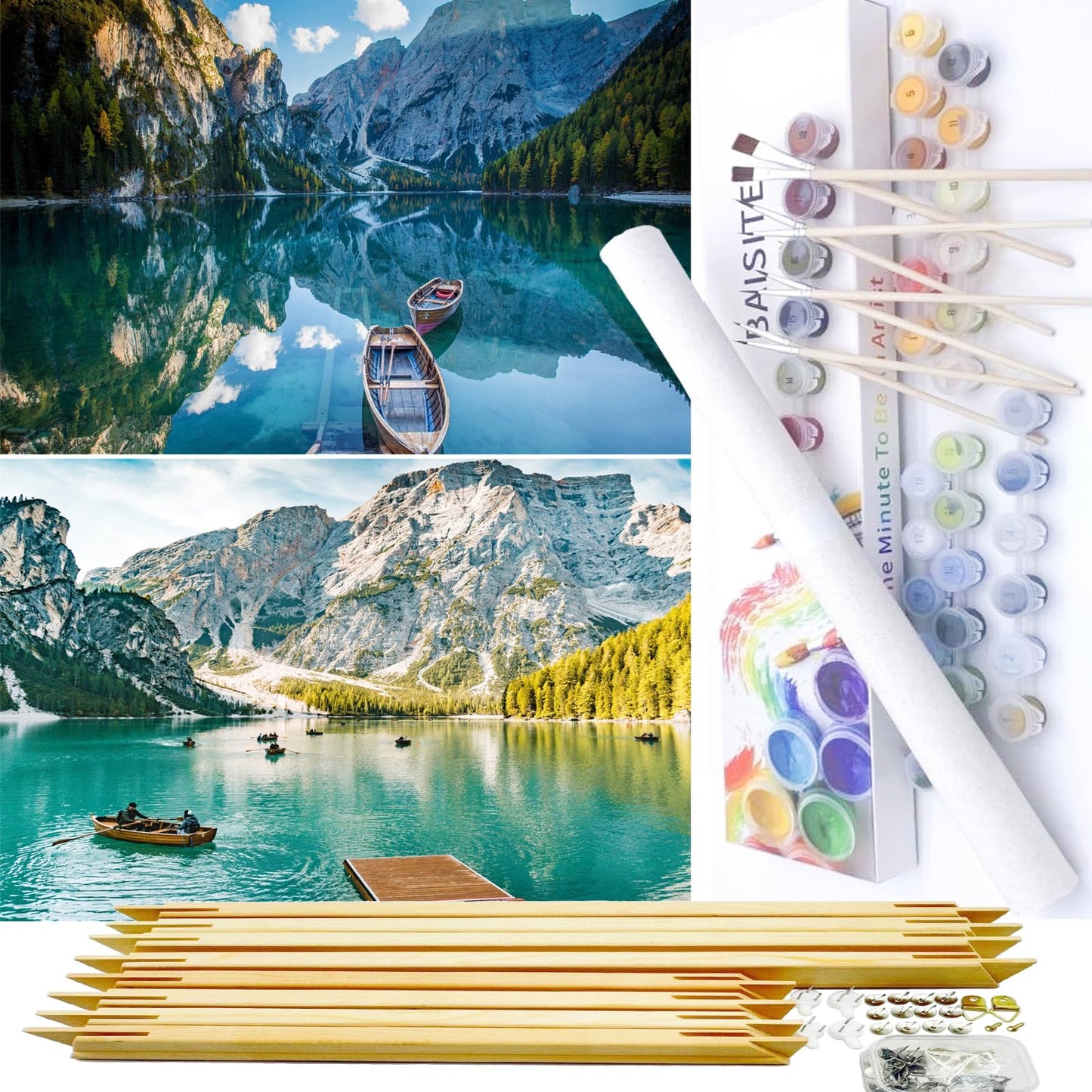 BAISITE Paint by Numbers Kit for Adults Beginners,12" Wx16 L 2 Pack Canvas for Painting Kits for Adults in Colorful Box-PBN281-282-DIY Frame