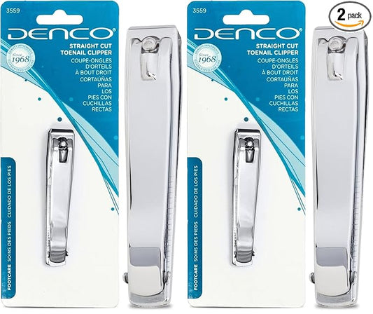 Denco Straight Cut Toenail Clipper,Silver,1 Count (Pack of 2),3559N