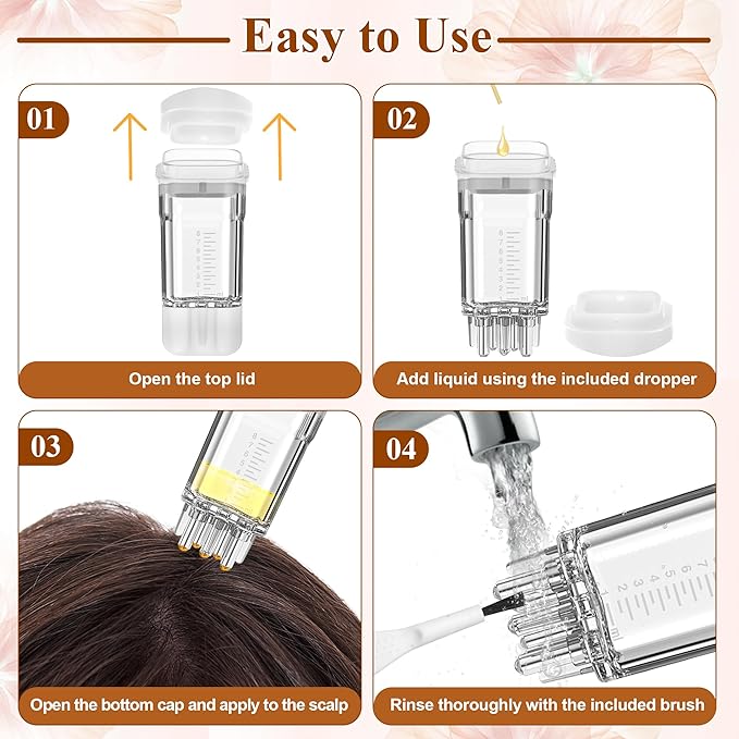 2 PCS Minoxidil Applicators with Cleaning Brush and Dropper, Anglecai Scalp Applicator Comb for Hair Oil Applicator Brush, Minoxidil Brushes for Scalp Applicator Comb for Hair Growth