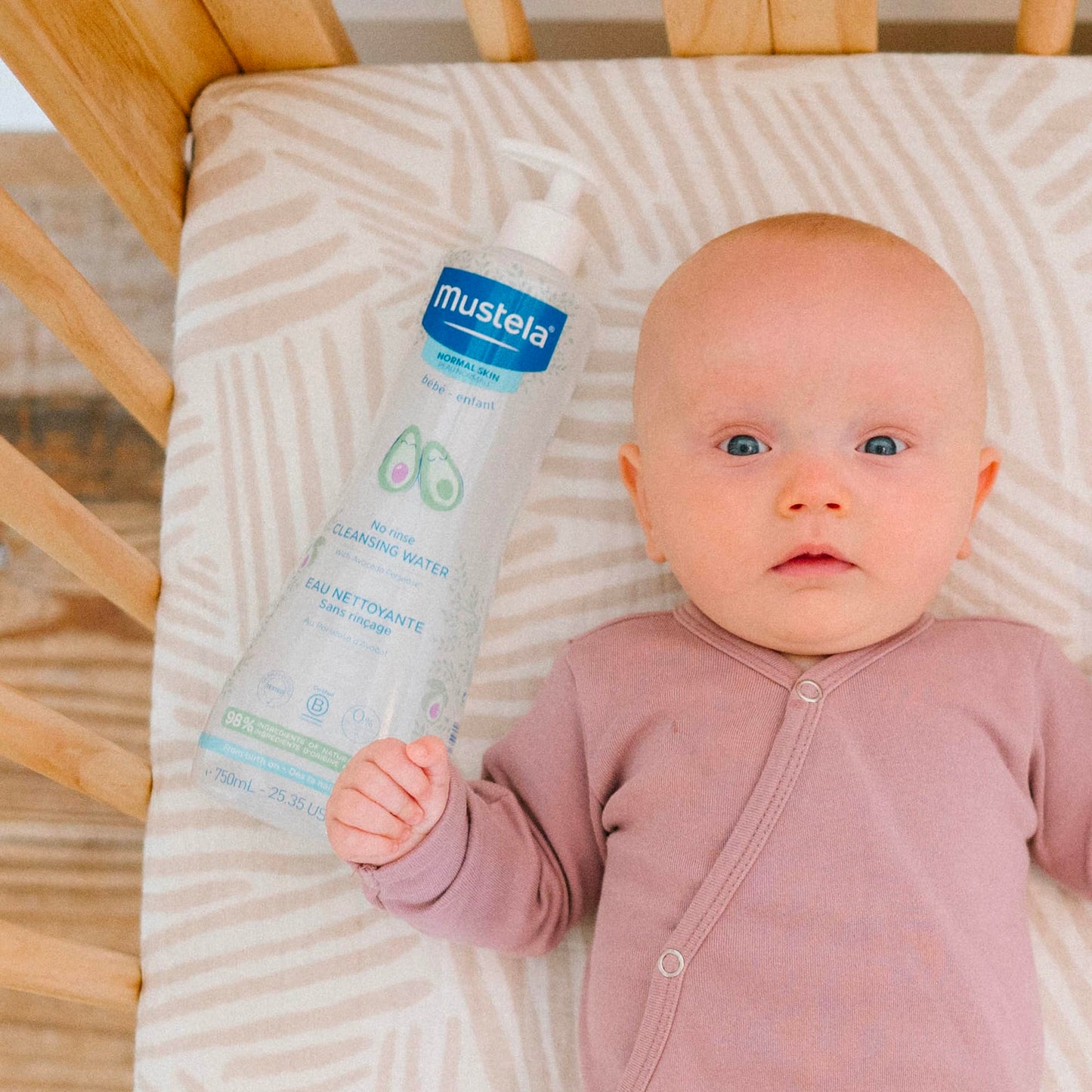 Mustela Baby Cleansing Water - No-Rinse Micellar Water - with Natural Avocado & Aloe Vera - for Baby's Face, Body & Diaper - 10.14 fl. oz.