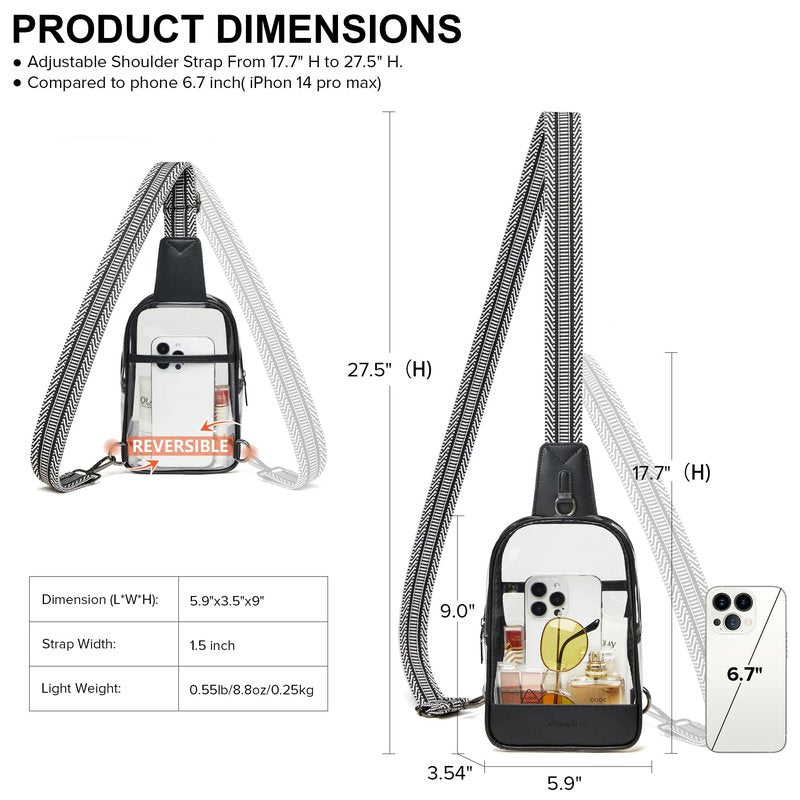 Shrrie Clear Bag for Stadium Events Transparent Crossbody Sling Bag for Women & Men - Stadium Approved, Concerts & Sports