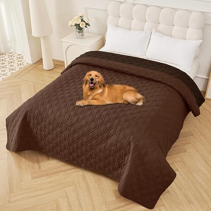 Smiry Reversible Waterproof Couch Covers for Sofa, Washable Dogs Pet Couch Covers for 3 Cushion Sofa Pet Friendly, Water Resistant Furniture Protector Slipcover, Geometric (82"x102", Brown/Chocolate)