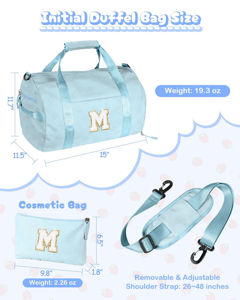 Vogewood 6 Year Old Daughter Birthday Gift Ideas, Girls Gym Bag, Kids Personalized Dance Bags with Shoe Compartment, Customized Travel Duffle with Toiletry Bag, Preppy Stuff for Tween (Letter O)