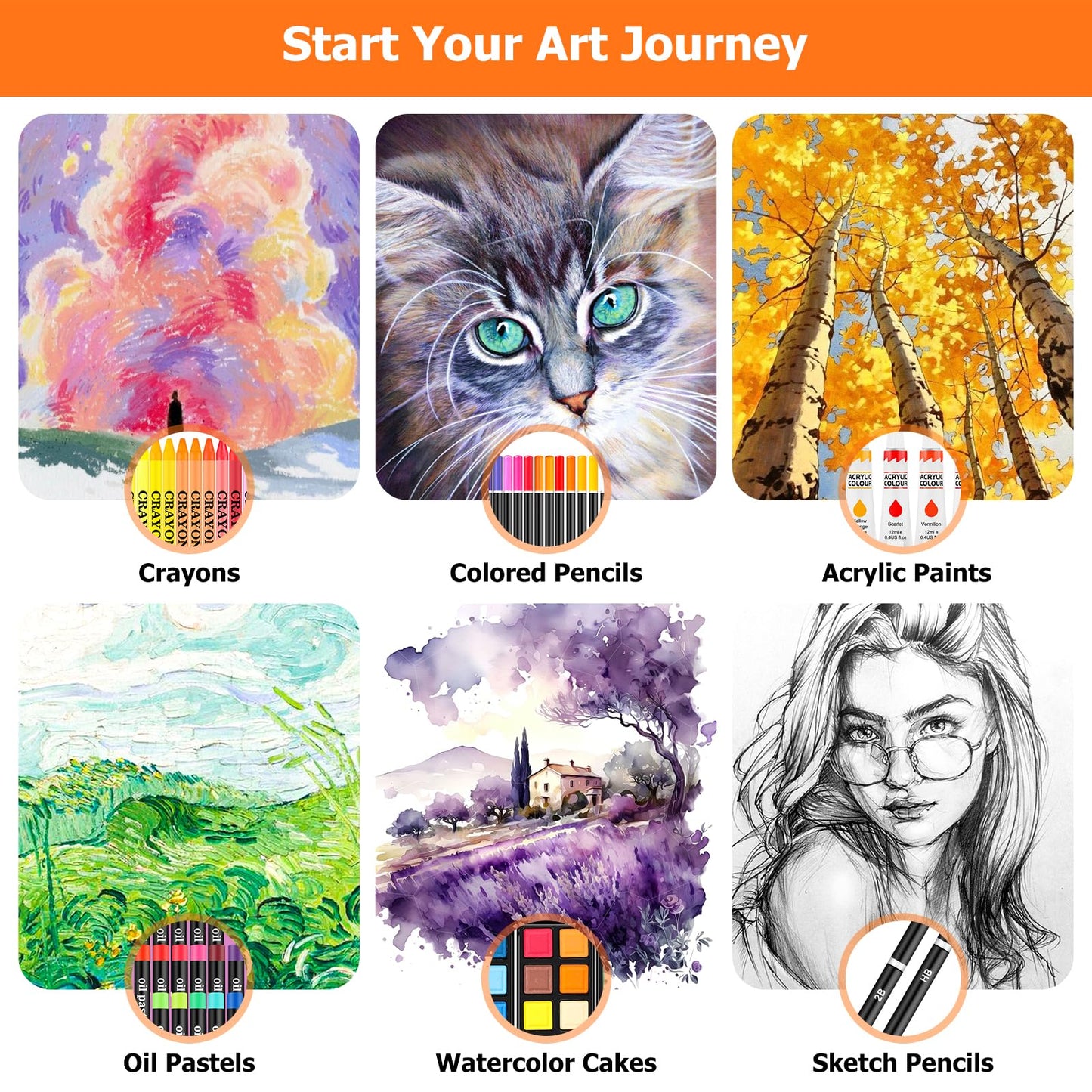 Soucolor Birthday Gifts, Art Supplies, 192-Pack Deluxe Art Set Drawing Painting Supplies Kit with Acrylic Pad, Watercolor Pad, Sketch Book, Canvases, Acrylic Paint, Crayons, Pencils