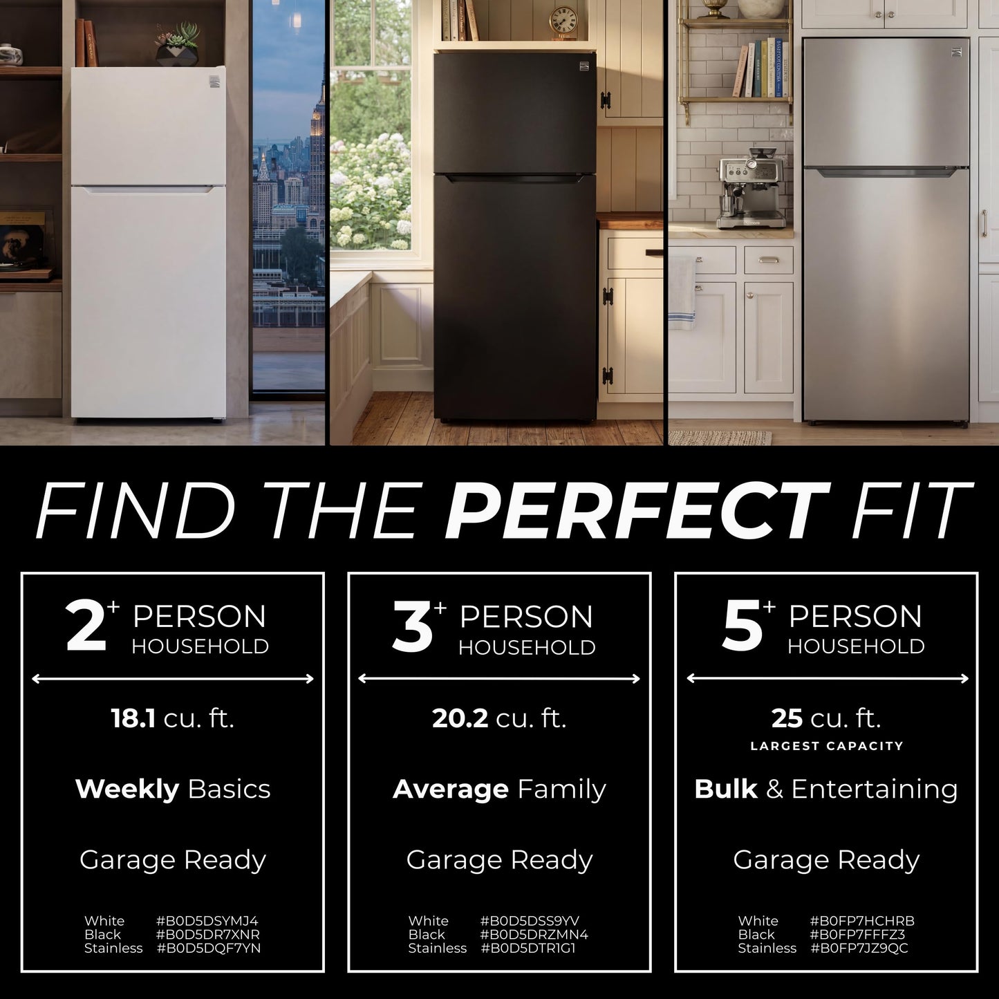 Kenmore 33" Top Mount Refrigerator with Freezer - Adjustable Shelving, Humidity-Controlled Crispers, LED Lighting, ENERGY STAR Certified, 25 cu. ft. Capacity - Fingerprint Resistant Stainless Steel