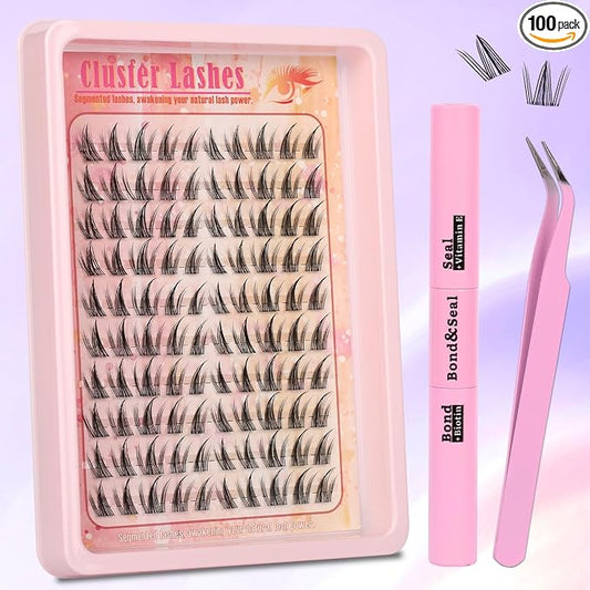 Lash Clusters Manga Lash Clusters Kit Anime Eyelash Clusters Wet-Look Clear Band Fairy Lashes Pack C Curl Spiky Individual Lashes Clusters Lash Glue Lash Tweezers