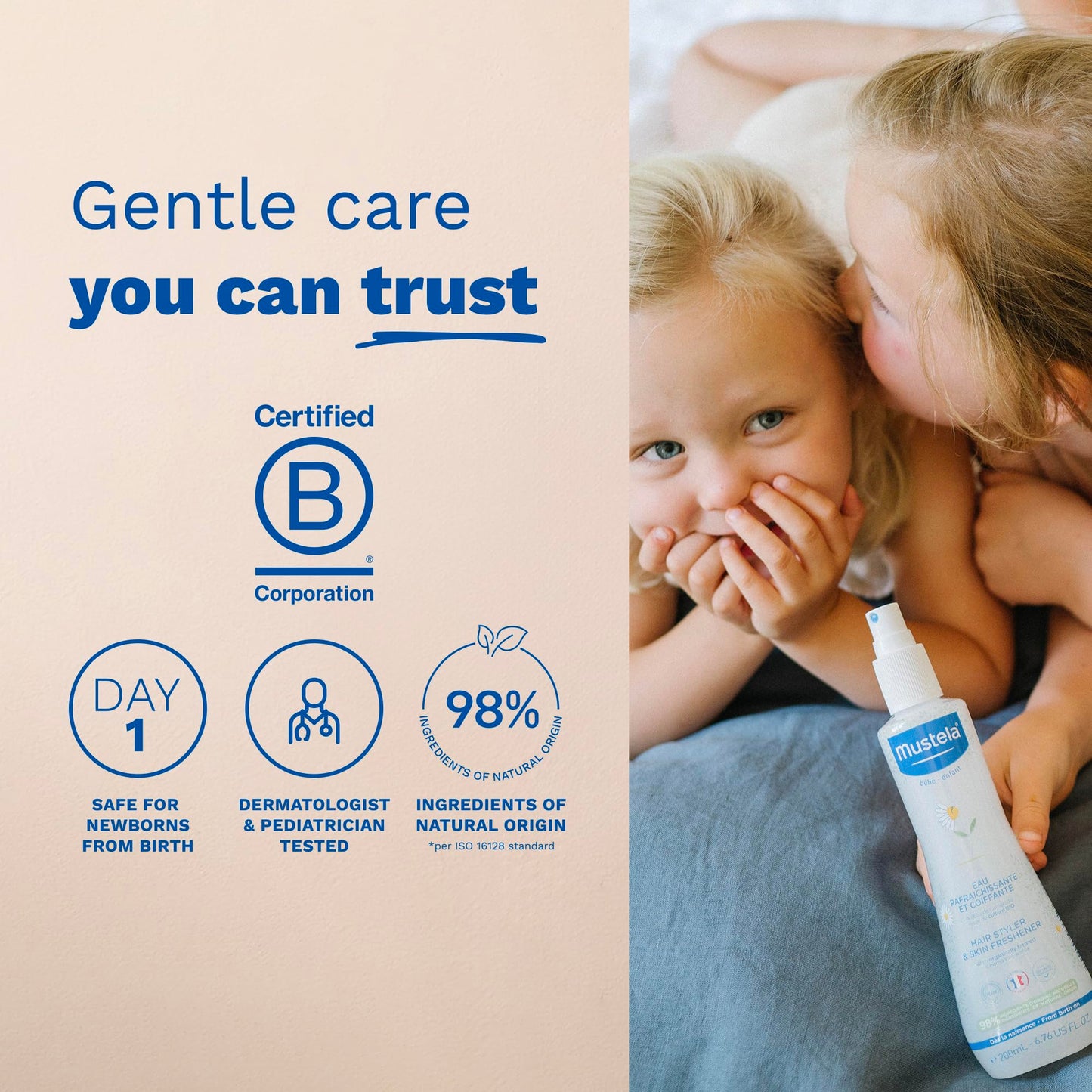 Mustela Baby Hair Styler & Skin Freshener - with Natural Avocado & Chamomile Water - Vegan & Hypoallergenic - 6.76 fl. oz.