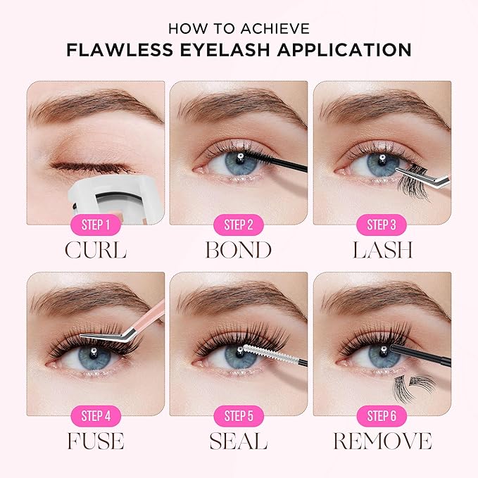 PopUp Cluster Lashes Wispy Lash Clusters Soft D Curl Eyelash Clusters Russian Lashes Clusters DIY Eyelash Extensions at Home,Thin Bank 9-18mm MIX (703)