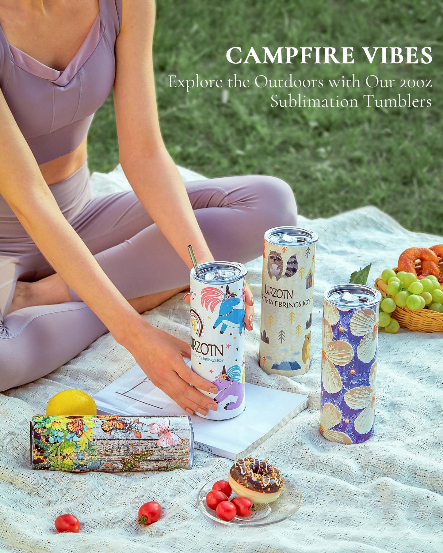 UIRZOTN 50 Pack 20oz Sublimation Tumbler Blanks Skinny Straight in Bulk, Stainless Steel Insulated Sublimation Tumbler with Polymer Coating for Heat Transfer, With Lid, Straw, ribbon, Gift box