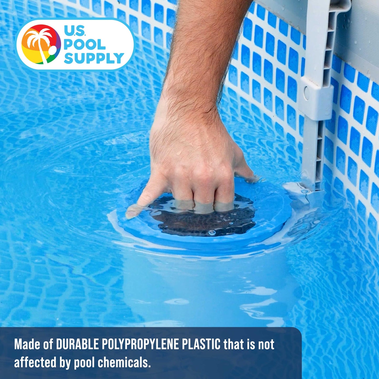 U.S. Pool Supply Pool Skimmer - Above Ground Pool Skimmer, Floating Surface Skimmer, 5 Adapters, Pool Accessories - Clean Dirt Basket, Wall Mount, Attach to Inflatable Collars, Tubular, Metal Frames