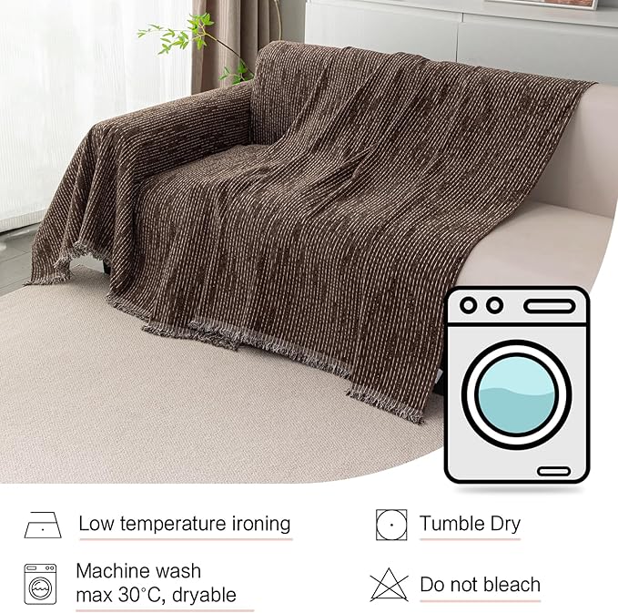 MYSKY HOME Couch Covers for 3 Cushion Couch Sofa, Sectional Couch Cover L Shape Chenille Couch Cushion Covers for Pets, Furniture Protector Cover for Dogs, Kids, 71"X150", Deep Chocolate