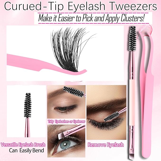 YIDUO Lash Cluster Kit Makeup Bag Set 1686pcs 40D+50D+60D+80D+100+Spikes+Bottom Full Eyelash Cluster Kit Volume Wispy 10-20mm DIY Lashes Extensions with 2X Bond&Seal DlY at Home