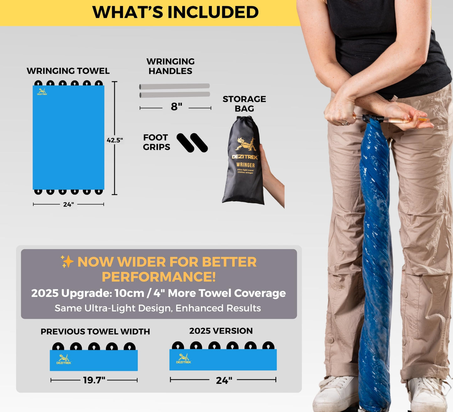 Dezitrek Ultra-Light Clothes Wringer – Manual Water Remover for Hand Washed Clothes, Speeds Up Air Drying for Camping, Caravan & Off-Grid Travel