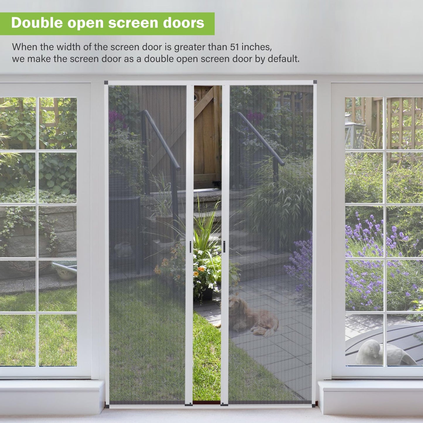 Retractable No-Drilling Sliding Screen Door, Seamless Aluminum Frame Low-Profile Tracks for Closer to Nature, Keeping Insects Out, Pet and Child-Friendly, Customizable Sizes for Your Opening