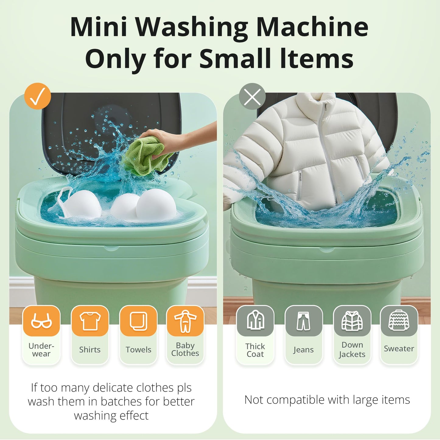 Portable Washing Machine, Mini Washer, 16L Upgraded with Spin Basket, Foldable Design Ideal for Apartment, Home and Hotel, portable washer 3 Cleaning Modes Suitable for Small Clothes