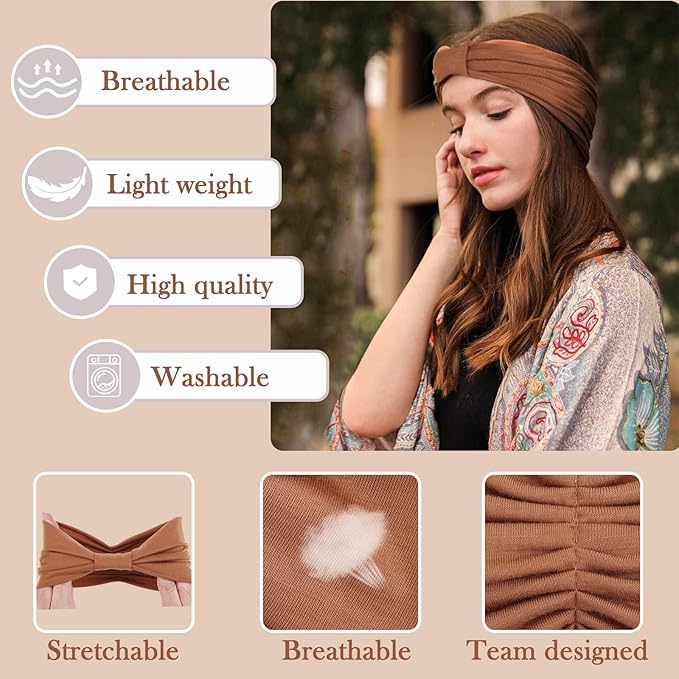 Kachanaa 6 Packs New Wide Headbands for Women,Non-Slip Thick Soft Elastic Bandeau Hair Bands Yoga Workout Running Sweat Makeup Hair Wraps Hair Accessories