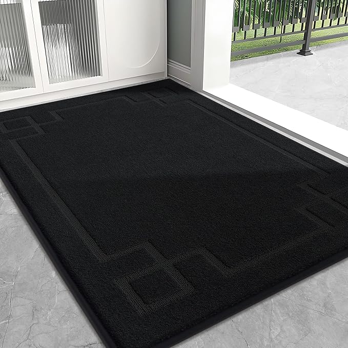 BEQHAUSE Door Mat 32" x 48", Non-Slip Door Mats Indoor Entryway Rugs Washable Low-Profile Absorbent and Stain Resist Floor Mats, Dog Door Mat for Front Back Door, Mud Wet Shoes & Paws, Black