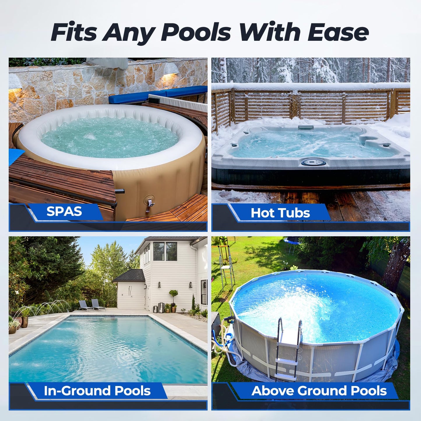 Pool Vacuum for Above Ground Pool, JESIMAIK 18.5 GPM Powerful Suction Handheld Pool Vacuum, 60min Runtime,Telescopic Pole Cordless Pool Vacuum for Above/Inground Pool, Spas, Hot Tubs Cleaning
