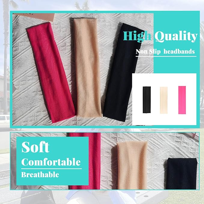 Headbands for Women Non Slip Head Bands for Women's Hair cute elastic womens headbands Soft Cotton Cloth Fashion floral headband for women for Daily Workout Sports Running Yoga