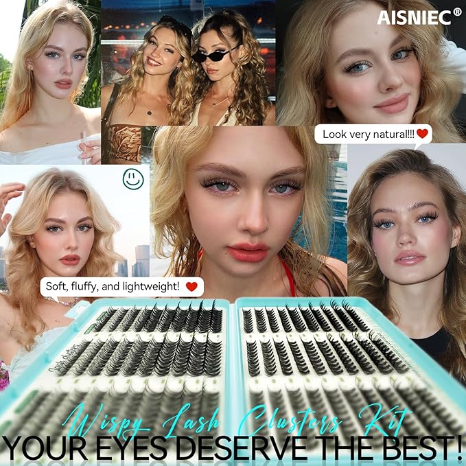Wispy Lash Clusters, Individual Cluster Lashes, DIY Cluster Eyelash Extensions for Natural Wispy Look, Soft Lightweight Individual Lash Clusters for At-Home Lash Extension (30D&40D&50D 9-16mm)