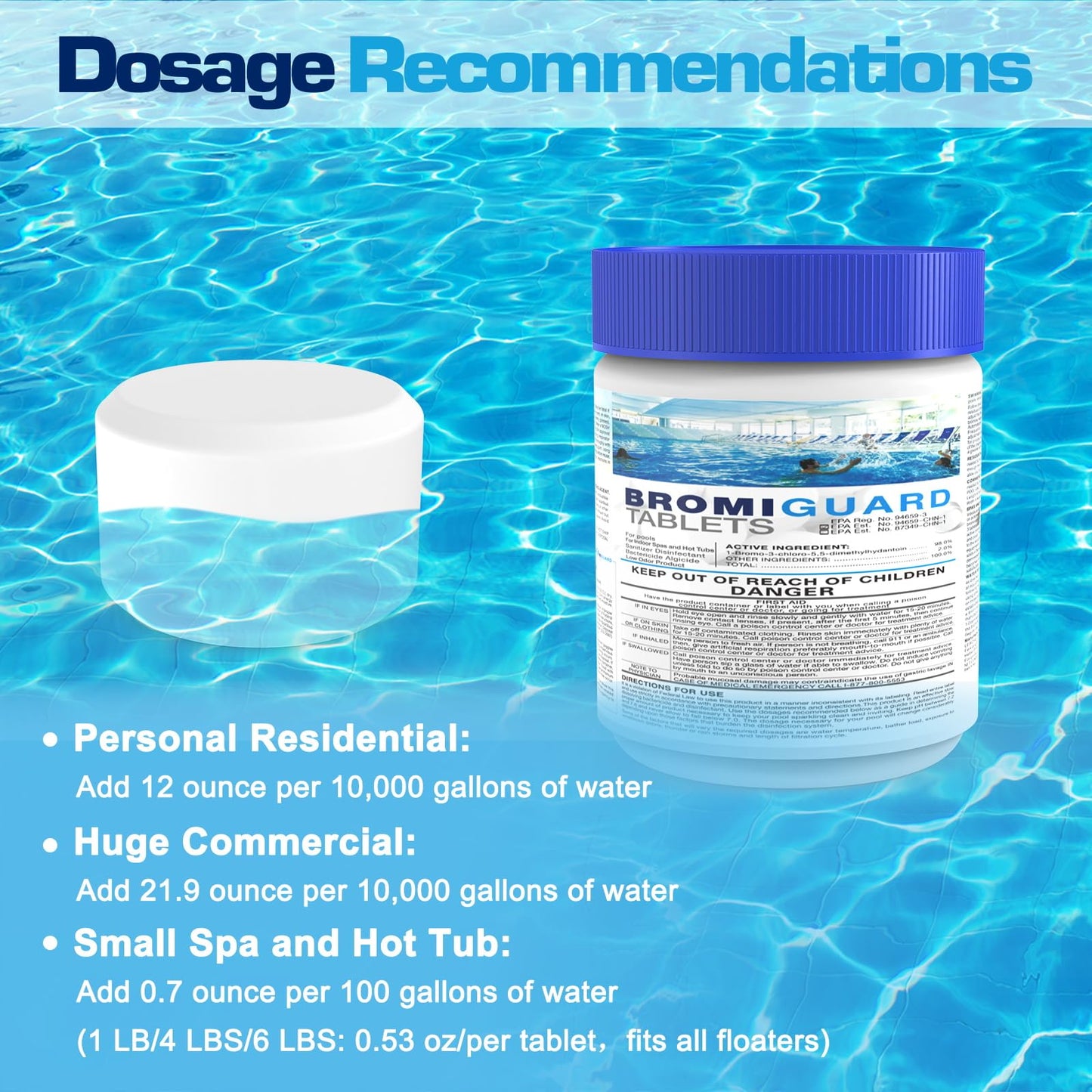Bromine Tablets for SPA Hot Tub 1lb Brominating Tablets Booster Eliminates Bacteria Algae Soft Water Feel No Chlorine Odor Chemical Sanitizer Chlorine Alternative