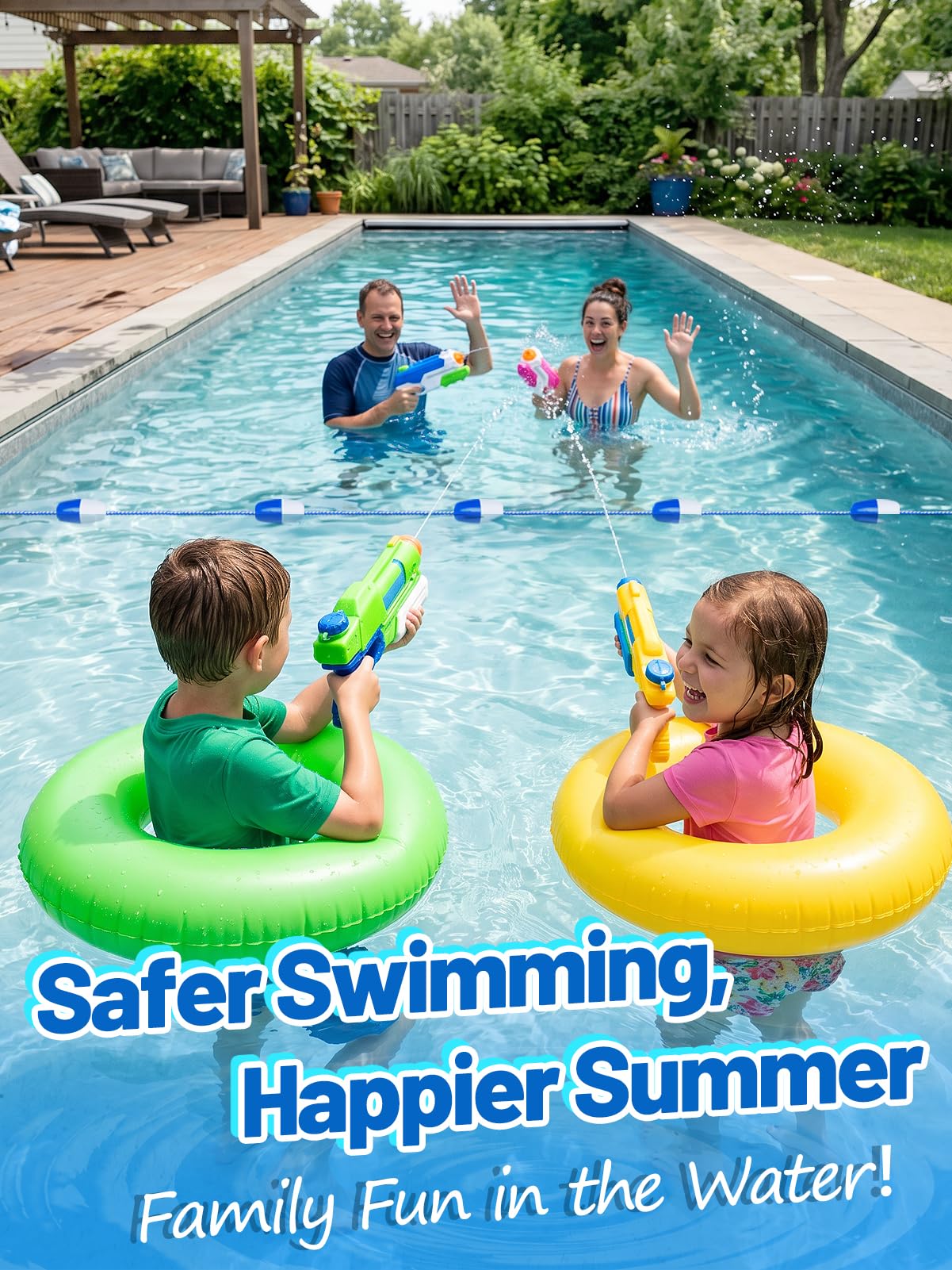 Aulock 16Ft Pool Safety Rope with Floats - Effective Visibility Floating Rope Divider Barrier with Pre-Assembled Stainless Steel Hooks for Indoor and Outdoor Swimming Pool Separating Depth