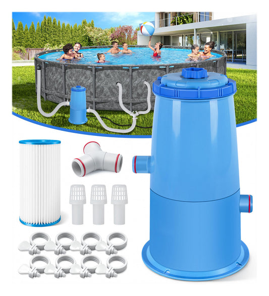 DeeprClean 1000 GPH Pool Filter Pump for Above Ground Pools, Type A/C Cartridge Filter Pump System, Safety ETL Listed Above Ground Pool Pumps with GFCI, Improved Water Circulation & Filtration - Blue