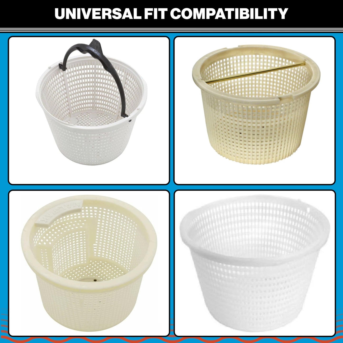 Swimables Pool Skimmer Basket Compatible with Waterway Skimmer Basket 542-3240 for Renegade Skimmers Pool Basket | Built-in Brass Weight | 316 Stainless Steel Handle & Convenient Rubber Grip