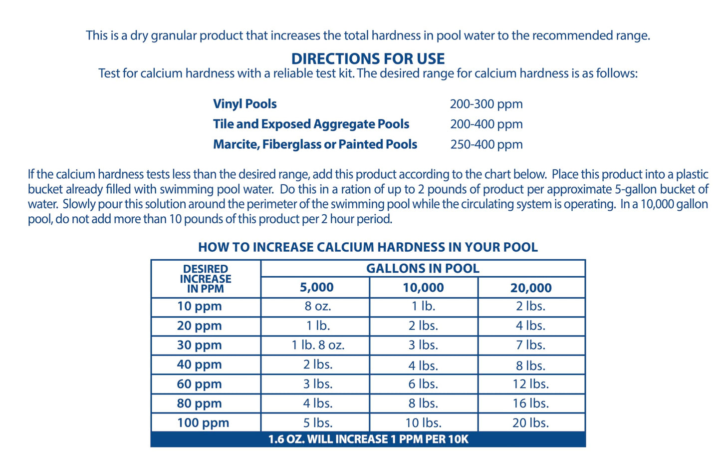 Pool Mate 8-Pounds Premium Calcium Hardness Increaser for Pools, 100% Calcium Chloride