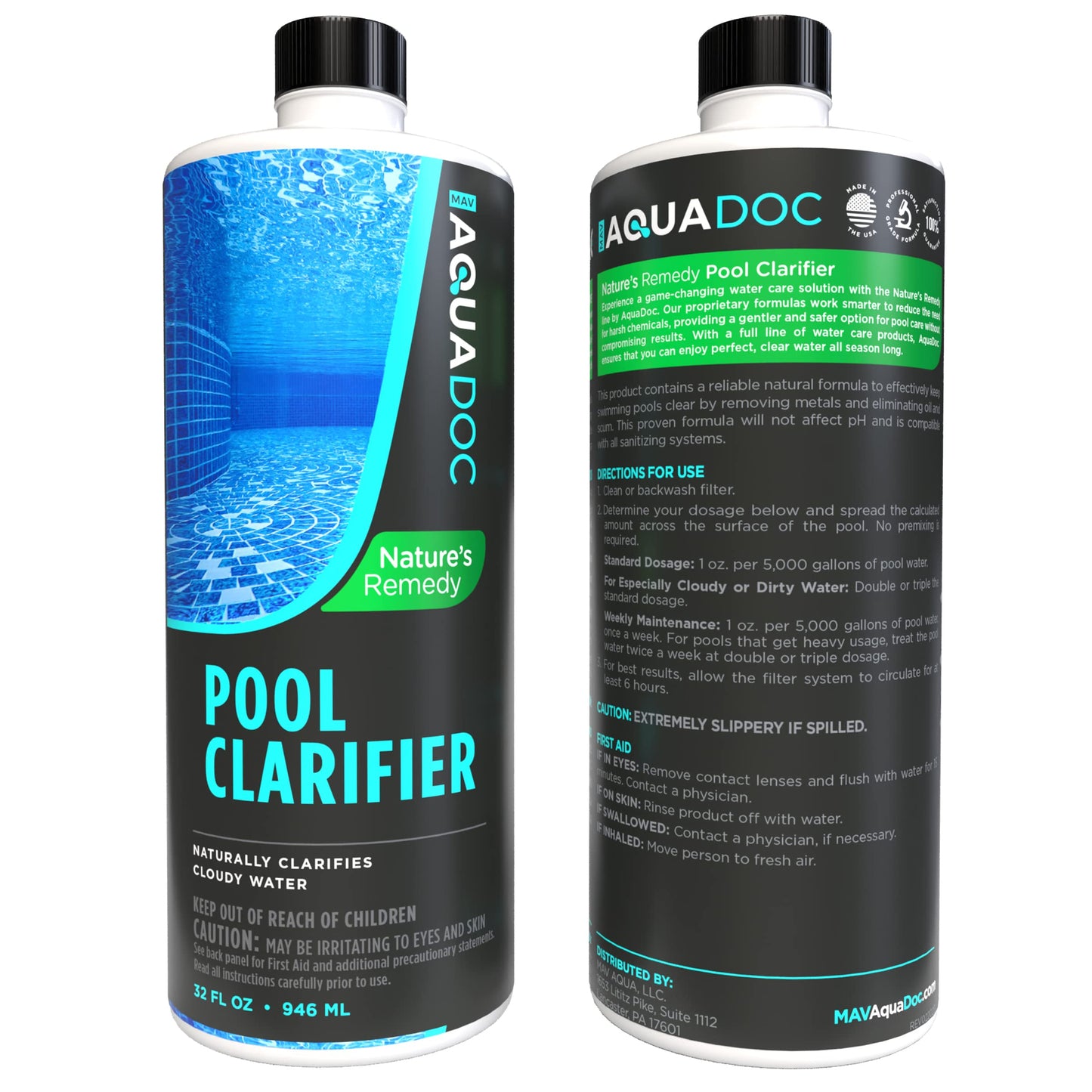 Ultimate Natural Pool Clarifier - an Eco-Friendly Way to get Clear Pool Water by Removing Cloudy Pool Water - AquaDoc Natural Pool Chemicals
