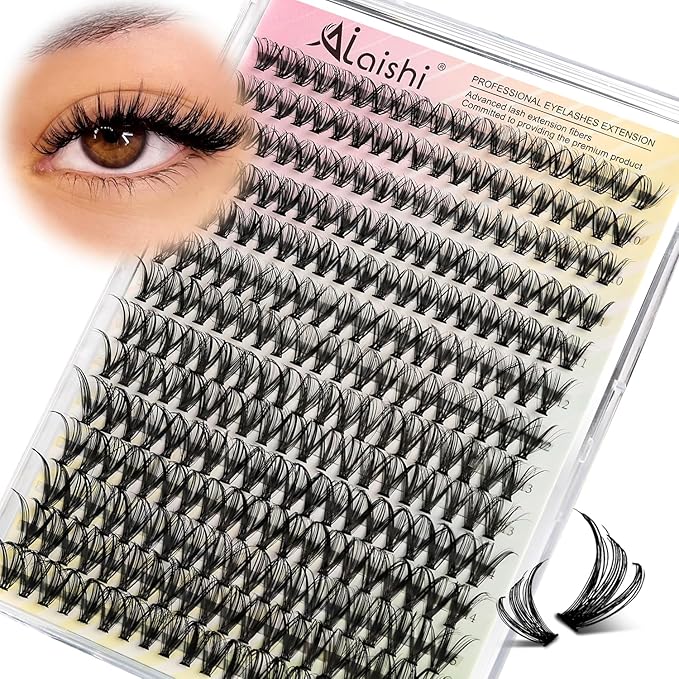 Lash Clusters DIY Cluster Eyelash Extensions 280pcs 9‑16mm 30D Wispy D Curl Natural Volume Lashes–Waterproof Fake Cat Eye Fluffy Individual Soft Clusters(16MIX2-1-X)